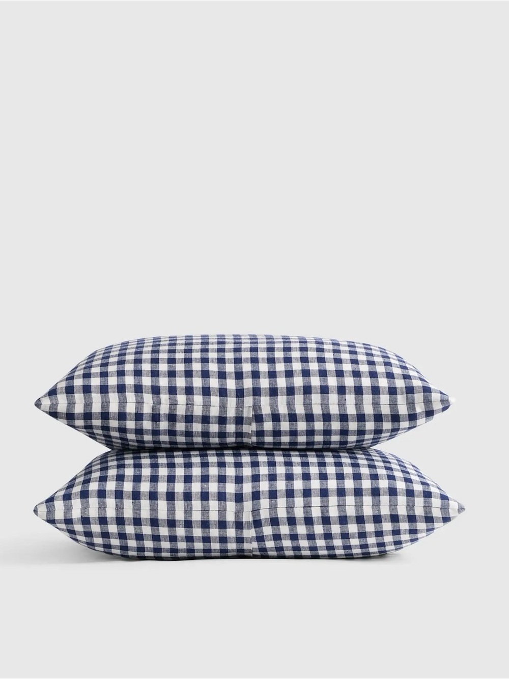 Quince Gingham European linen pillow sham set in navy 💙